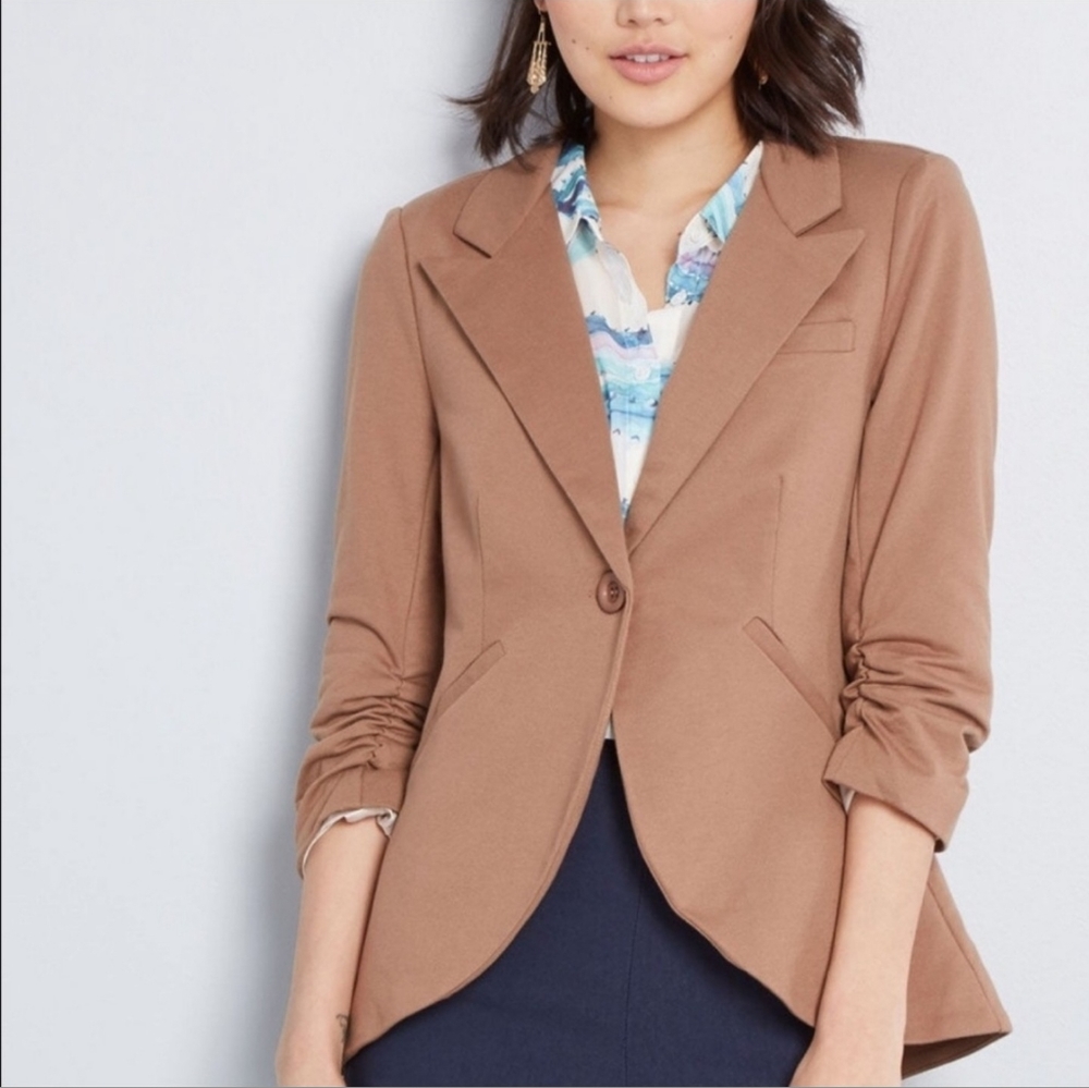Modcloth Fine and Sandy Blazer in Tan